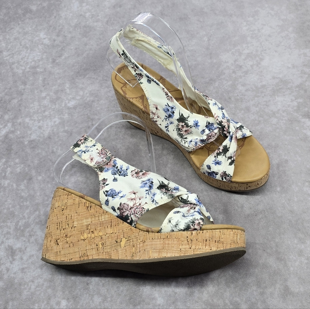 Blowfish Malibu Palmo Botanical Cork Wedge Floral Print Wedges Heels - Picture 14 of 14